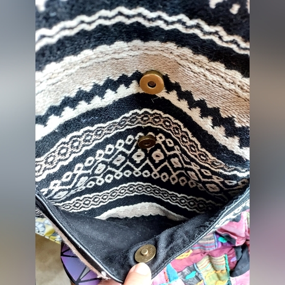 American Eagle Bohemian Print Black and White Backpack - Picture 5 of 10
